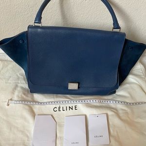 Céline Trapeze Medium Blue Leather